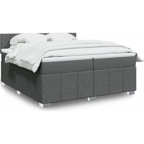 Cama box spring con colchón tela gris oscuro 200x200 cm (1/5)