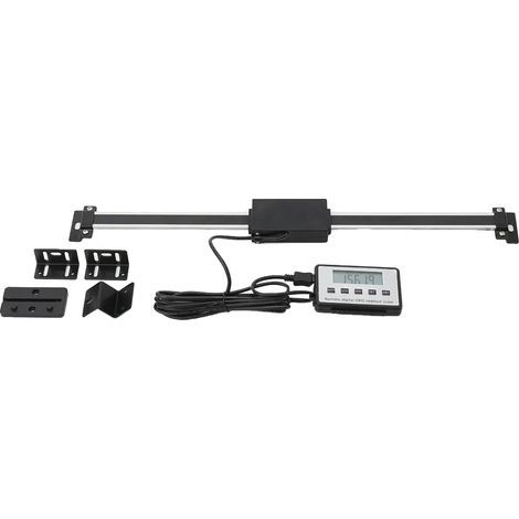 Escala lineal digital, pantalla LCD, opciones de rango de medición, accesorios de montaje incluidos. (1/2)