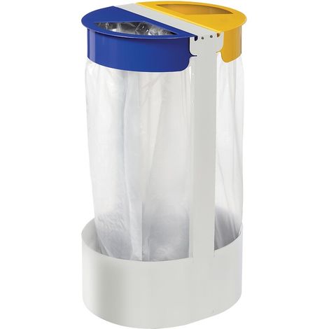Support sac 2 flux à poser ou à fixer Citwin essentiel - 2 x 75l - blanc / jaune colza - RAL 1021 / bleu outremer - RAL 5002