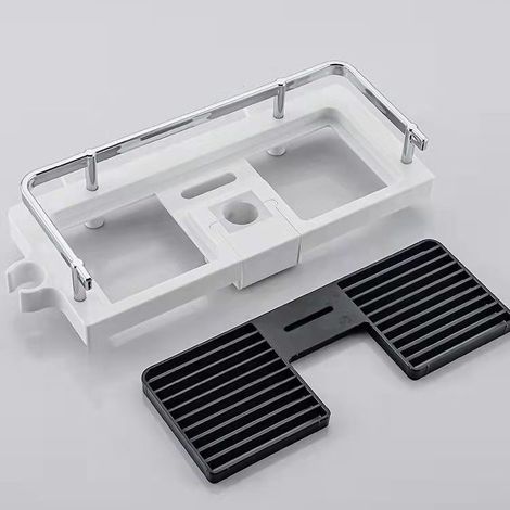 Étagère de Douche sans Percage Tablette de Douche pour Poteau avec Support de Pommeau,Étagère de Rangement de Salle de Bain pour Shampooing Savon,et 2 Crochets pour Barre de Douche de 21 à 25mm (1/5)