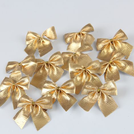 12 Stück goldene Weihnachtsschleifen aus Samt – Gold – zum Selbermachen – Dekoration, Geschenkboxen, Weihnachtsbaum (1/3)