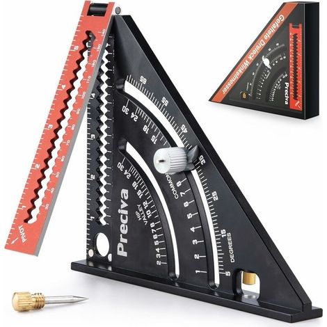 317mm Aluminum Combination Square – Folding Triangular Ruler with Magnet – For Carpentry and Joinery – 45/90° Angle (1/5)