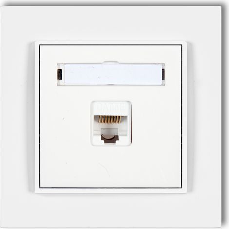 1x Internet-Steckdose mit Rahmen Karlik Mini weiß (1/2)