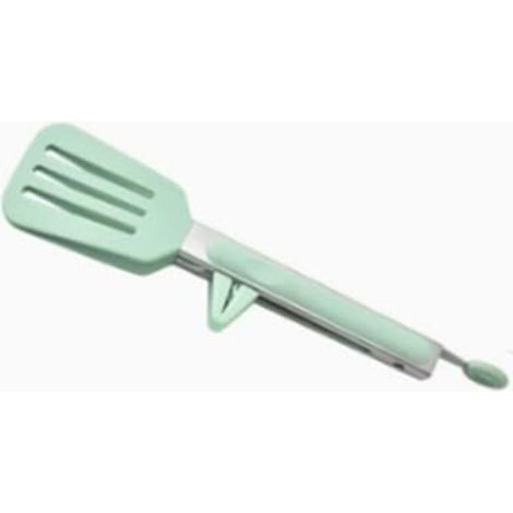 Pince multifonctionnelle en acier inoxydable avec embout en silicone et support – légère et résistante à la chaleur (verte)
