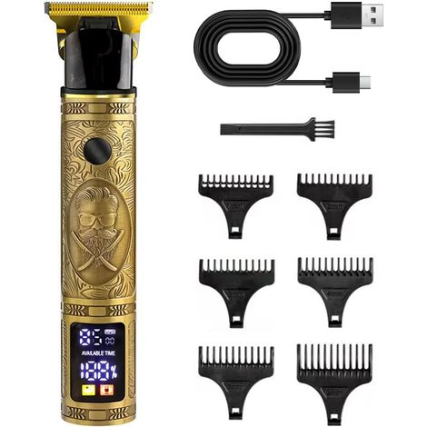 Herrenhaarschneider, Herrenbarttrimmer, Zero-Gap-Technologie, mit LED-Display, IPX7 wasserdicht, kabellos, wiederaufladbar, Präzisionstrimmer, professioneller Trimmer für Familie, Friseur und als Gesc (1/5)