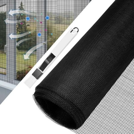 Fliegengitter Meterware Fiberglas 120x250cm Schwarz mit Reinigungsbürste (1/5)
