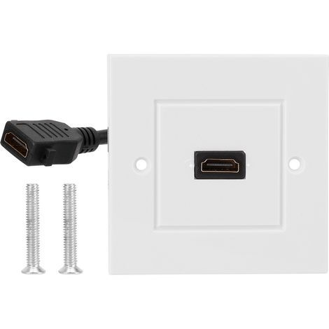 Plaque Murale HDMI Blanc avec Câble pour Connecteurs Hôtel Bureau Domicile US Standard (1/5)