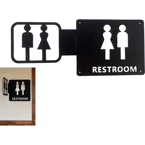 Panneau Toilettes Design mural moderne anti-rouille gain de place  Enseigne Pour Porte De Toilettes Pour Salle À Manger, Restaurant, Hôtel, Centre Commercial, Appartement, Toilettes Publiques (1/5)