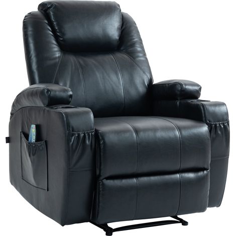 Sillón Galena con función de masaje Simil cuero Negro
