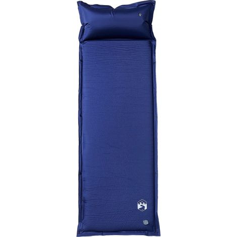 Matelas de camping autogonflant oreiller 1 personne bleu marine