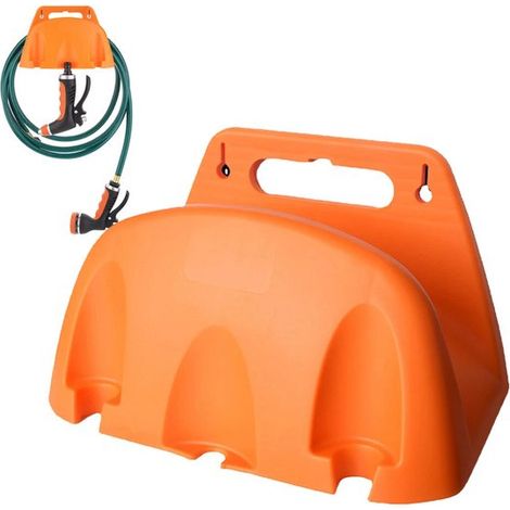 Soporte para manguera, Carrete para manguera de jardín, Sistema para colgar manguera de jardín, garajes y espacios industriales, Color naranja (1/5)