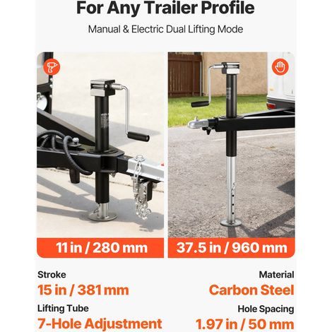 Cric de Remorque Cadre A 2267 kg Course Verticale 381 mm avec (1/5)