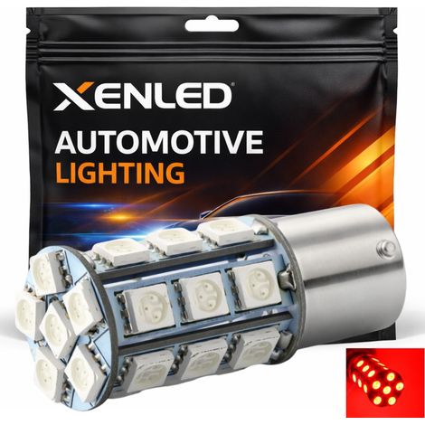 Ampoule 24 LED SMD ROUGE - BA15S / P21W / 1156 / T25 - Rouge 12V lampe de signalisation / feux stop (1/5)