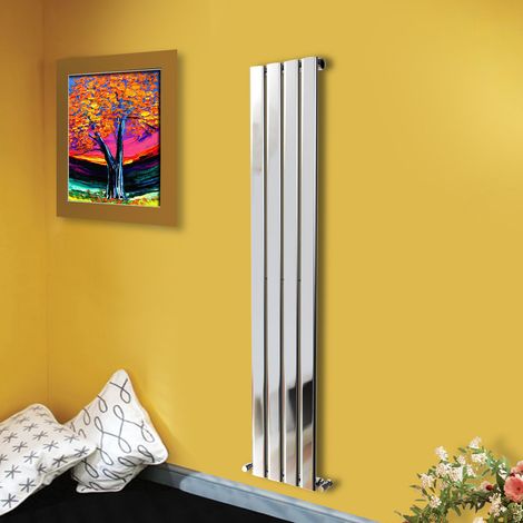 Modern Designer Radiator Chrome Column Flat Panel Central Heating Vertical Single 1600x272mm (1/4)