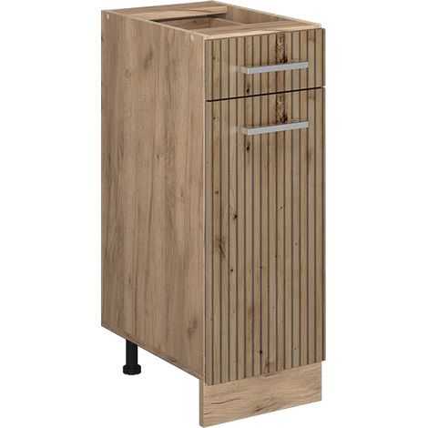 Mobiletto base per cucina R-Line, Rovere artigianale, 30 cm senza piano di lavoro, Vicco