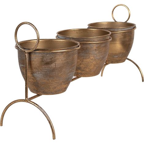 Porte-plante Design Support pour Pot de Fleurs en Fer Coloris Cuivre 47 x 14 x 23 cm - PANGIVO