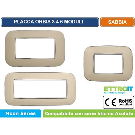 Placca compatibile Bticino Axolute 6 moduli plastica colore sabbia Orbis serie Moon Ettroit AN91609 (1/4)