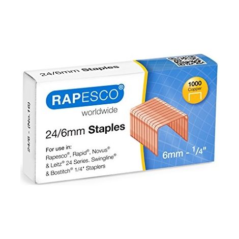 Agrafes - RAPESCO - Cuivrées 24-6mm - Galvanisées - Pack de 1000 unités