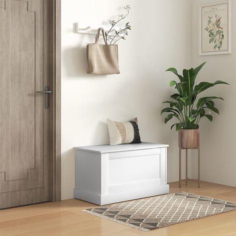 Coffre de rangement. coffre à jouets. avec charnière de sécurité. pour salon. en bois. 80 x 40 x 45 cm. blanc