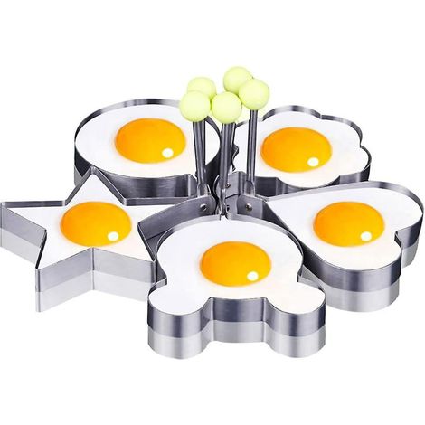 Anneau de cuisson antiadhésif en acier inoxydable pour œufs frits, lot de 2, forme ronde, usage professionnel, compatible poêles, sans BPA, lavable au lave-vaisselle. (1/5)