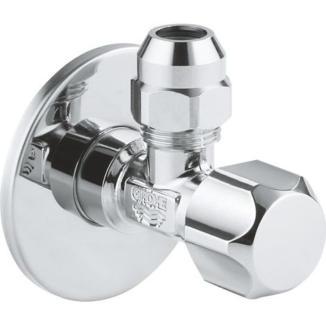Grohe – Robinet équerre d'arrêt DN 15 – Raccord 2 – Filetage entrée 1/2'' – Finition métal – Filetage sortie 1/2''