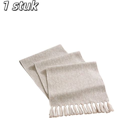 Chemin de table rustique de style champêtre (1 pièce). Chemin de table fait main avec pompons, idéal pour les repas, les fêtes, les fêtes de Noël et au quotidien. (1/5)