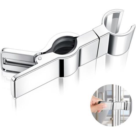 Silver, Universal Shower Head Holder, Adjustable Shower Head Holder Diameter 22 25 mm, 45° Swivel Shower Head Holder, Shower Head Holder for Bathroom (1/5)