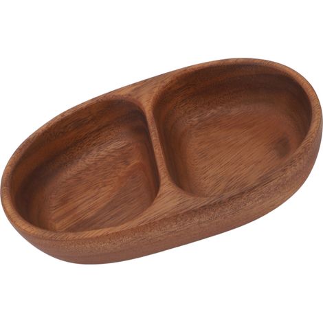 Plateaux de service en bois, plateaux de service polyvalents écologiques, décoration de maison pour salade, dessert, fruits, collation, noix, petit compartiment ovale. (1/5)