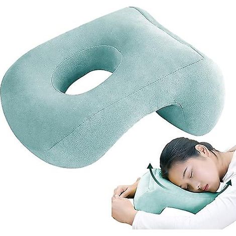 KLVGTIFS PU - Oreiller de bureau ergonomique  Oreiller confortable et moelleux avec ouverture pour les bras, oreiller de massage en forme de donut, soutien de la tête et de la nuque pour la sieste