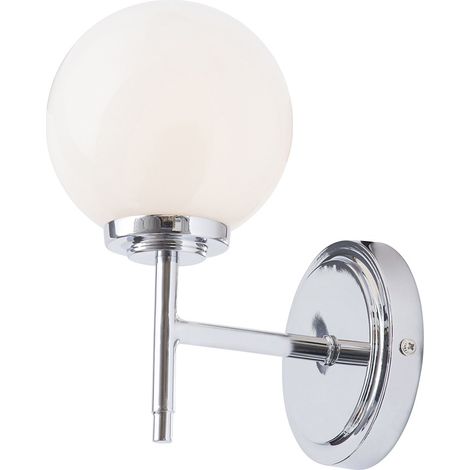 Litecraft Preston Wall Light Bathroom 1 Arm With White Shade - Polished Chrome (1/5)