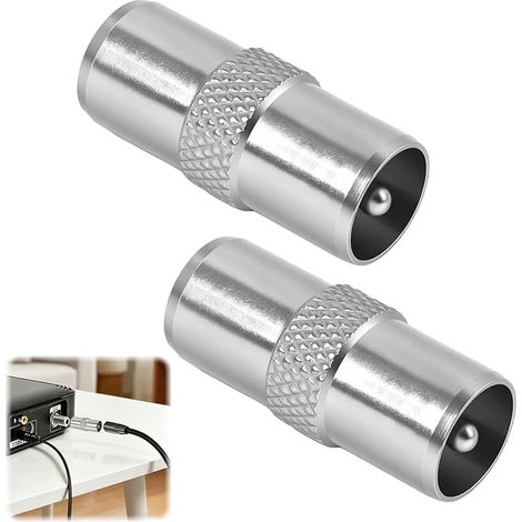 Coaxial Coupler, Male to Male Coaxial Adapter, RF Connector Antenna Adapter for Satellite TV Decoder Modem Router Couplers for Coaxial Cable (1/4)