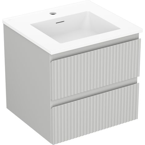 Mexen Rivel Badezimmerunterschrank 50 cm mit Waschbecken Otis, 2 Schubladen, gerillt, grau matt/weiß matt - 91A20-05047-2-BFF62 (1/5)
