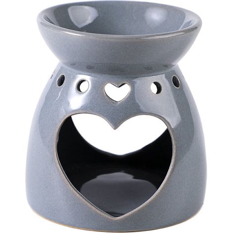 Brûleur À Cire - Brûleur À Huile Essentielle En Céramique - Pour Aromathérapie Intérieure - 9,8 X 9,8 X 11 Cm - Gris - 1 Pièce (1/5)