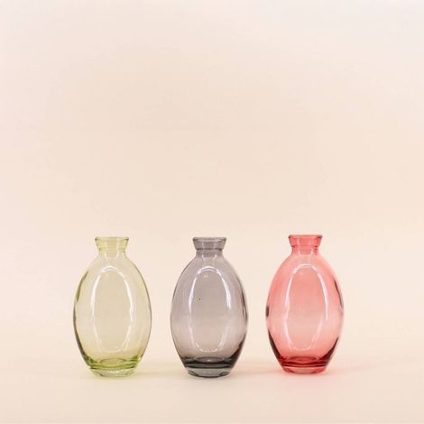 Set de 3 vases en verre coloré, H12cm