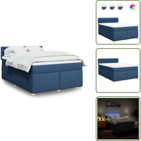 The Living Store Giroletto a Molle con Materasso Blu 160x200 cm in Tessuto - Materasso a molle insacchettate