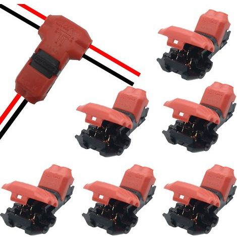 Connecteurs de fils basse tension, 6 pcs Connecteurs Rapides Connecteurs de Fils à 2 Broches Sans Soudure Connecteurs de Raccordement en T pour Voiture, Lumière, Audio (1/5)