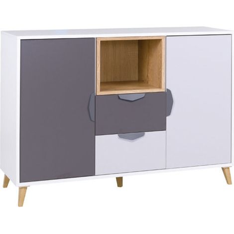 Cómoda Domvera 107 , Con cajones y puertas, Número de cajones: 2, 84x120x40cm (1/4)