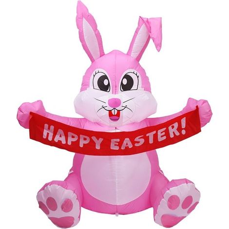 Lapin de Pâques gonflable de 1,5 m avec veilleuse LED, décoration de jardin pour fête en extérieur