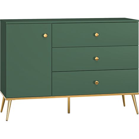 Sideboard, 120cm breit, in grün mit goldfarbenen Griffen und Füßen FASANO-131, B/H/T ca. 120/85/40 cm (1/5)
