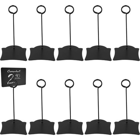 CCYKXA Fotoclip-Halter für Etiketten – Schwarze Lebensmittelhalter für Preisschilder, Tischkarten, vertikale Supermarkt-Displays für Kuchenetiketten, Produktetiketten, 10 Stück (1/5)