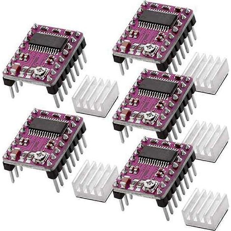 Lot de 5 cartes de commande de moteur pas à pas StepStick DRV8825, contrôleur de moteur pas à pas, module de moteur pas à pas avec dissipateur thermique. (1/5)