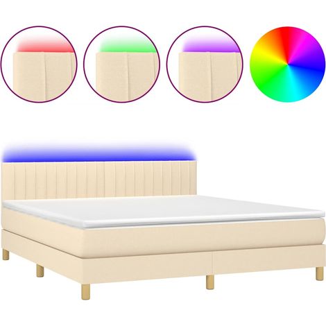 Maison Exclusive - Boxspringbett mit Matratze & LED Creme 180x200 (1/5)