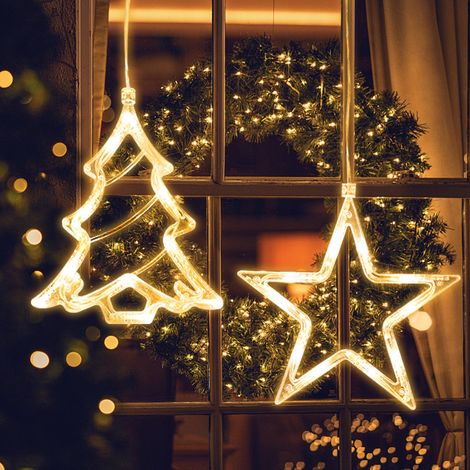 Weihnachtsstern, Lichterkette, LED-Weihnachtsdekoration, Lichterkette fürs Fenster, batteriebetrieben, mit Zeitschaltuhr, Lichterkette als Weihnachtsgeschenk, für Balkon, Party, Hochzeit (warmweiß, St