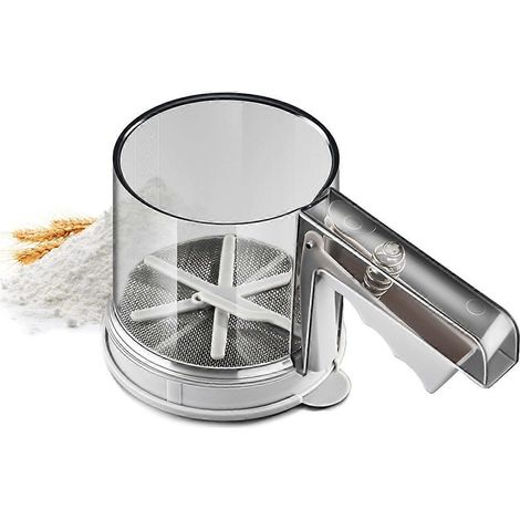 Semi automatique farine Sifter main plastique pâtisserie tamis tasse pour Powdered sucre forme passoire (1/5)