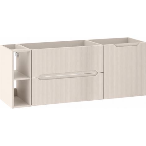 Ensemble de meubles de salle de bains avec étagère L.140 cm cachemire mat façade rainurée NOVO Furnidea (1/5)