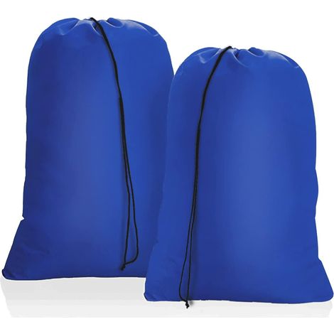 Lot de 2 Grand Sac pour Linge Sale Voyage, 50 x 60 cm Pliable Sac à Linge, Sac de Rangement pour Jouets, Sac Cordon pour Hôtel Dortoir Voyages, Léger Sac à Linge Sale(Bleu)