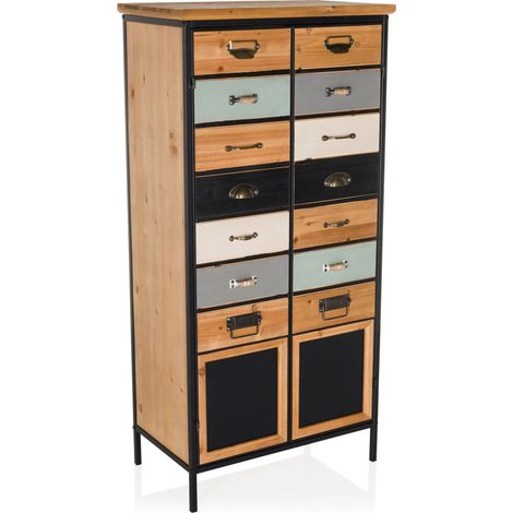 High Board / Kommode CONTINENTO HIGH 60x34x123 cm Tanne massiv hjh LIVING (1/5)