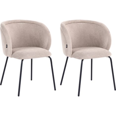 Conjunto de 2 sillas de comedor tapizadas sin reposabrazos diseño retro base de metal gris pardo Sarasota (1/5)
