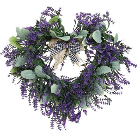 Ghirlanda di lavanda legata a mano – a forma di cuore, primaverile, da appendere a parete/finestra/per matrimoni
