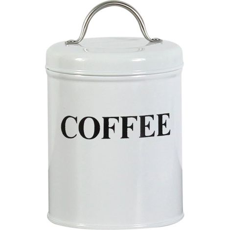 Boîte De Rangement En Métal - Contenant Hermétique Pour Café Thé Sucre - Lot De 3 Bocaux Avec Plateau - Blanc (1/5)